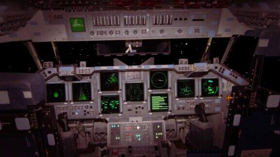 外太空中的宇宙飞船驾驶舱在宇宙飞船驾驶舱窗口内观看外太空股票视频