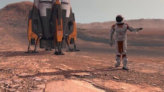 宇航员在火星上跳舞火星探索任务未来主义殖民和空间探索概念在火星上的殖民地这段视频由美国宇航局提供