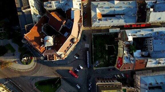 空中俯瞰利沃夫老城市中心书屋