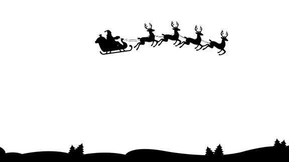 动画圣诞老人驯鹿和圣诞愿望在白色背景上