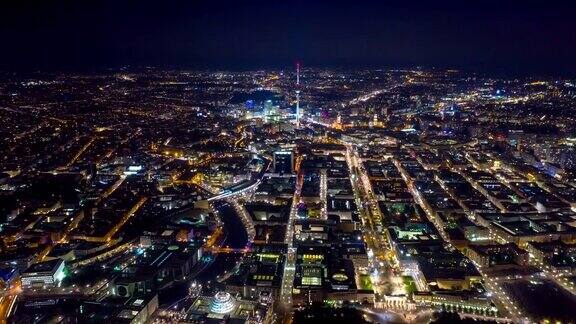 2019年5月德国柏林无人机拍摄的柏林市中心夜景