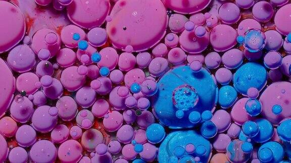 宏观结构的五彩水彩油画油画气泡运动鲜艳多彩的亚克力油画