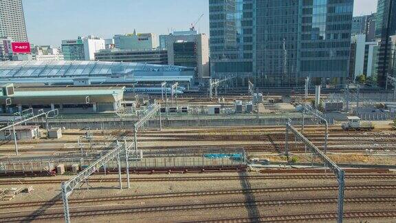 4K延时拍摄日本东京火车站每天有很多火车在东京火车站