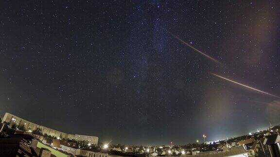 夜晚时分德国城市的星空