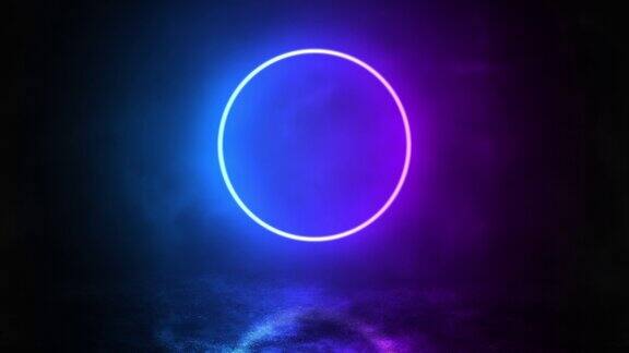 霓虹灯圆形门户明亮的宇宙背景无缝循环视频