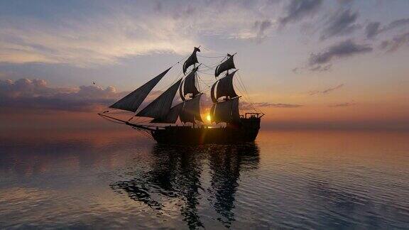 海湾里的一艘帆船上乘船游览美丽风景