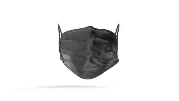 空白黑色医用口罩模拟环形旋转隔离
