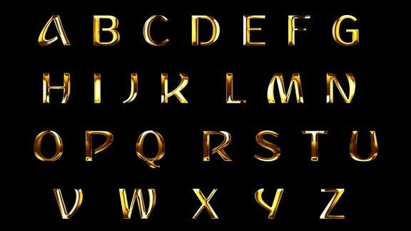 复古黄金色金属字母字母字文字系列符号标志黑色背景概念金色奢华字母装饰文字