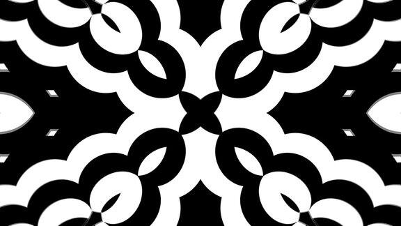 抽象对称黑白万花筒3d渲染背景电脑生成