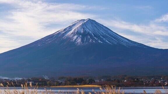 4k时间流逝日本川口千子湖富士山的日出