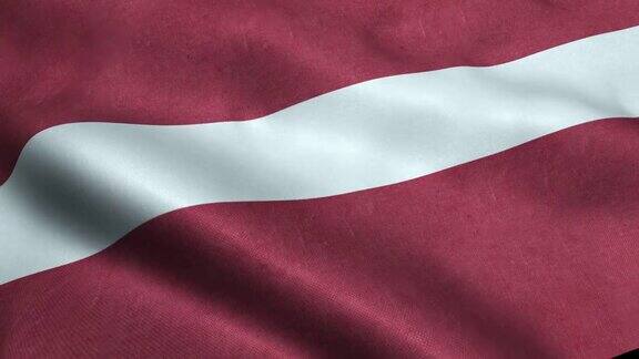 拉脱维亚国旗无缝循环摆动动画
