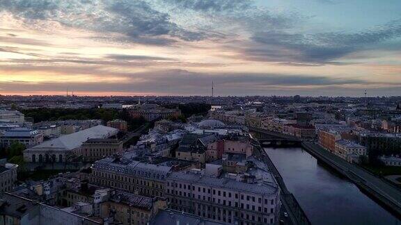 圣彼得堡阳光明媚的早晨航拍