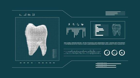 牙齿检查数码3d动画数字牙医或牙科应用4k