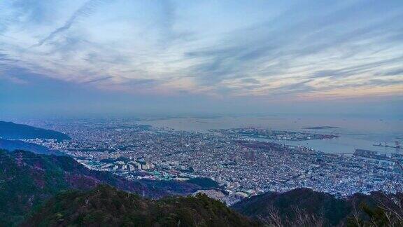 神户城全景延时日落到夜晚