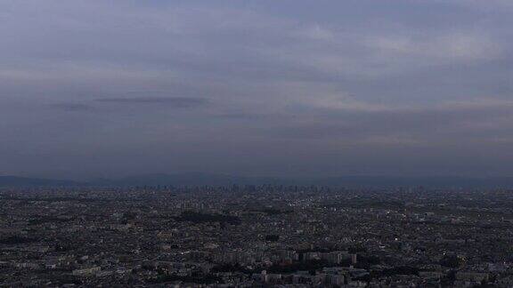 时间流逝-从傍晚到夜晚的风景日本大阪鸟瞰图修复