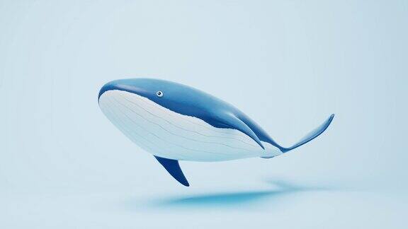 鲸鱼与卡通风格3d渲染