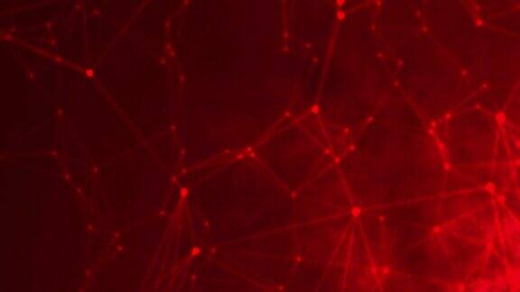 红色未来主义抽象分子点几何结构空间背景动画三角形技术粒子分析主题插图壁纸动画