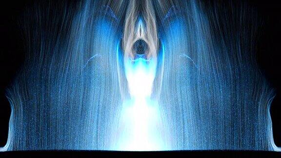 天使喷泉的水粒子在空气中爆炸