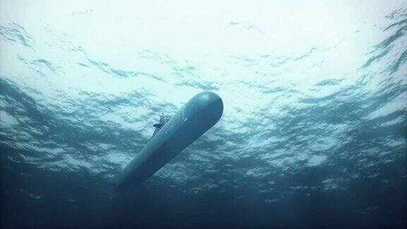 潜水艇在海中经过