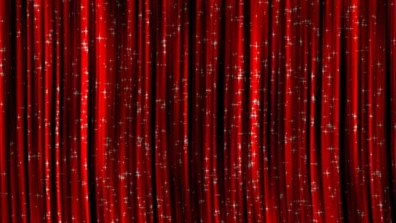 红色窗帘与粒子背景