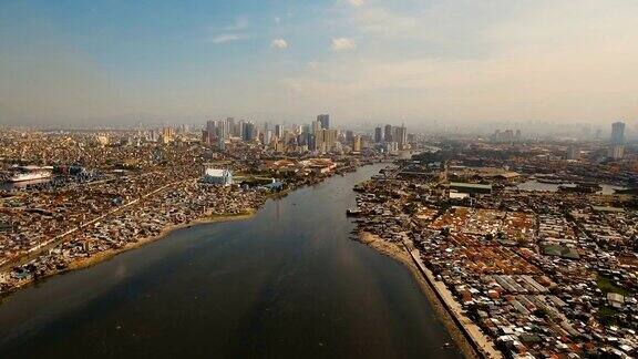 有摩天大楼和建筑物的空中城市菲律宾马尼拉马卡迪