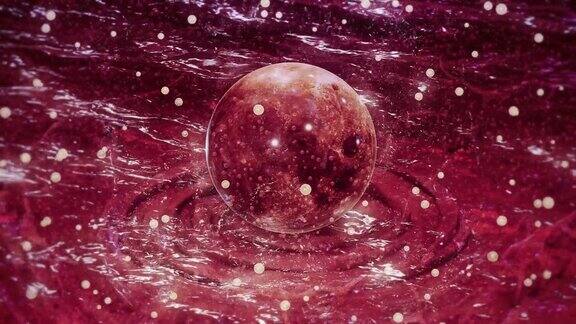 梦幻水上的血红月亮