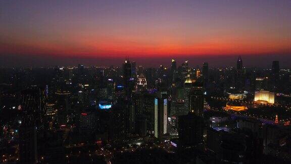 航拍上海市中心夜景