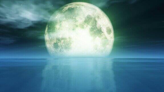 大海和满月的光