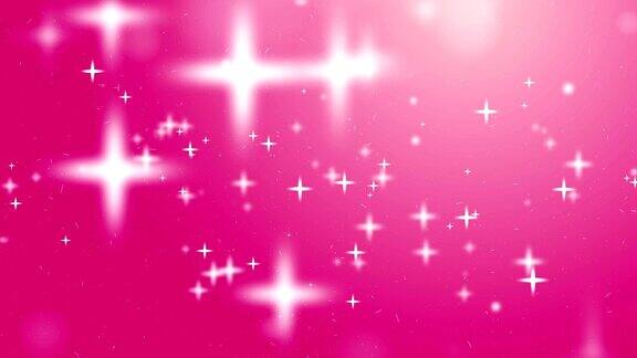 闪亮的粉红色背景与灯光和星星