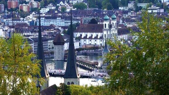 瑞士卢塞恩老城鸟瞰图