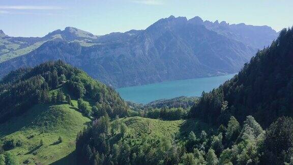 瑞士圣加仑的夏季瑞士湖鸟瞰图