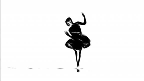 美丽的芭蕾舞演员在薄尼龙后面跳舞动画视频效果