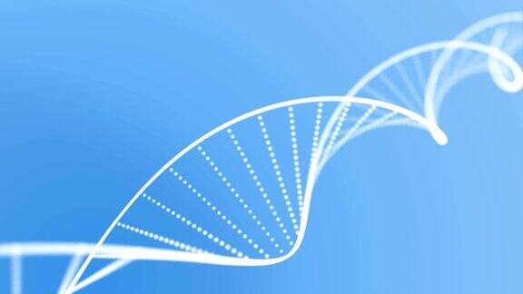 DNA双螺旋动画环与深度蓝色背景