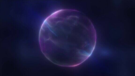 抽象紫色环能量球圆发光透明神奇电力未来的高科技空间4k视频60fps