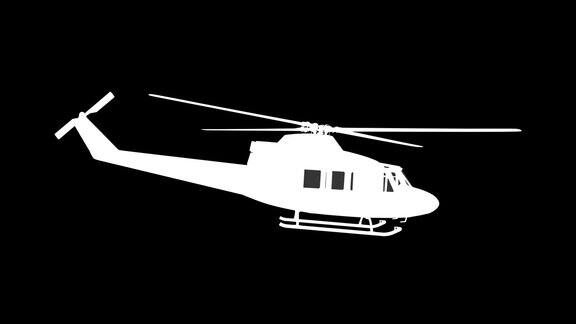 直升机飞行动画alpha频道包括在内侧视图