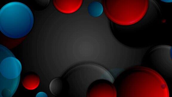 抽象亮蓝色和红色圆圈的视频动画