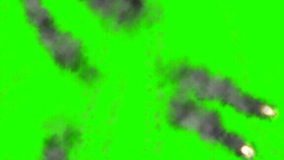 绿色屏幕上烟雾爆炸