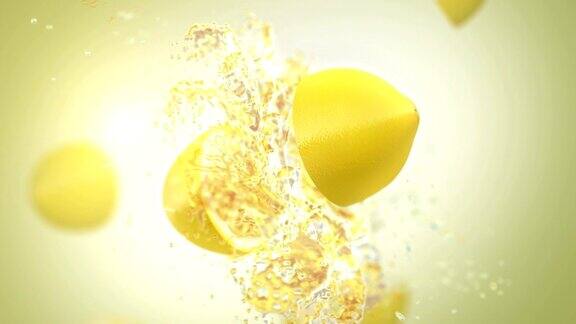 新鲜柠檬(慢镜头)