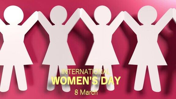 妇女手工折纸以4K分辨率庆祝3月8日国际妇女节