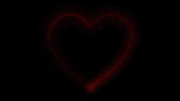 情人节-心-闪亮的心形粒子动画-4K粒子心脏闪耀-2月14日情人节-假期爱情感心形夫妇庆祝坠入爱河浪漫幸福灵感-红色