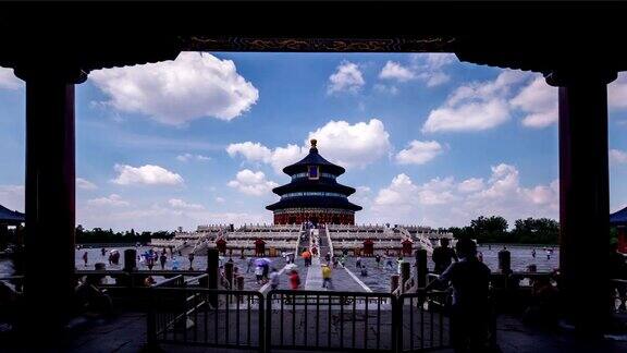 中国北京天坛的云景和祈年宫延时摄影