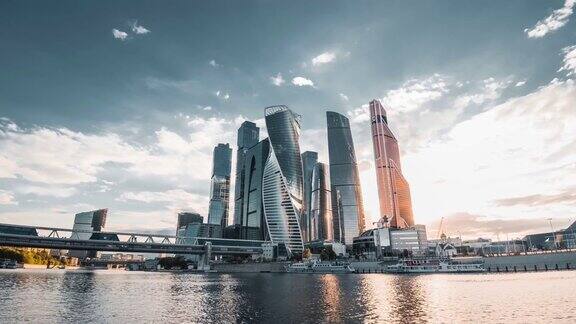 现代莫斯科城市和商业大厦鸟瞰图
