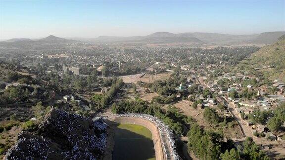 埃塞俄比亚阿克苏姆市上空的航拍镜头