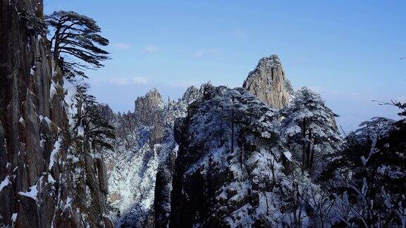 中国黄山的冬季景观