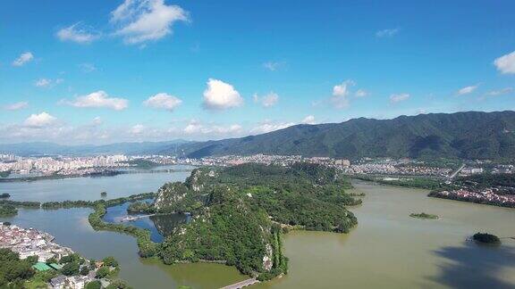 中国肇庆市七星洞鸟瞰图