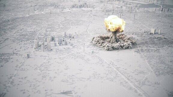 核弹在城市里爆炸核弹爆炸伴随着蘑菇云
