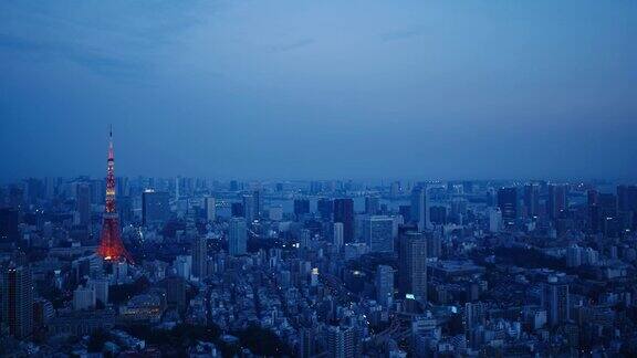 时间推移-风景东京从晚上到晚上放大