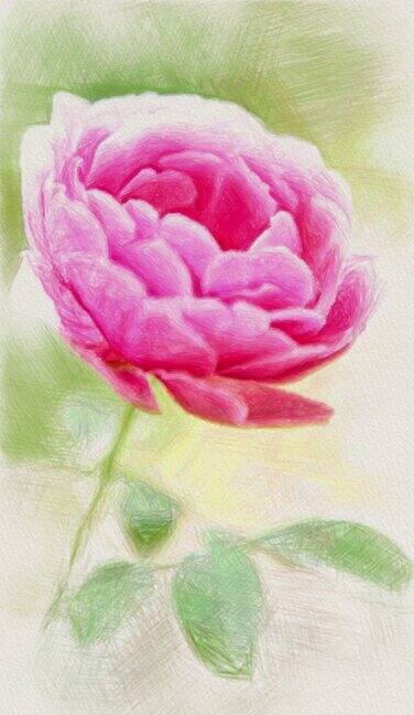 抽象背景小粉红玫瑰花束铅笔画风格