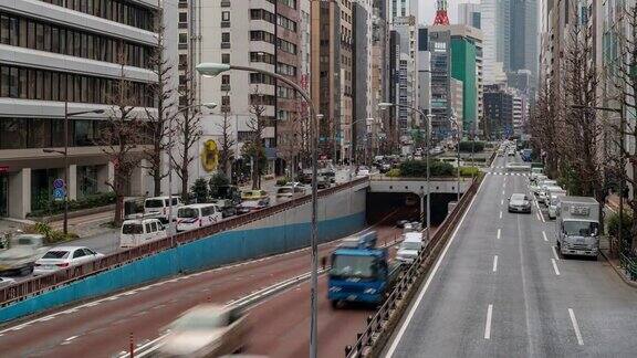 延时:日本东京新桥和银座的东京路