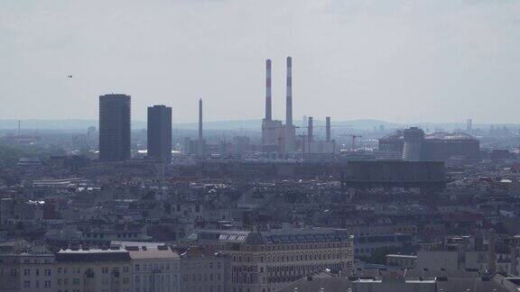 奥地利维也纳空气污染下的电厂鸟瞰图